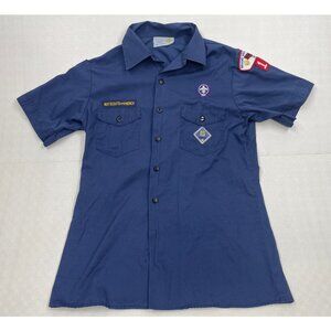 Vintage Boy Scouts America Blue Troop Shirt Boys Youth XL
